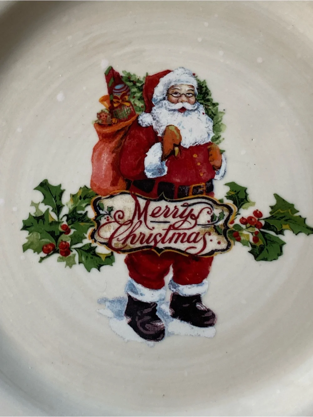 Vintage Pier 1 Imports Santa Salad Set Of 2 Dessert Plate Christmas Earthenware